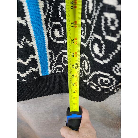 VTG Esprit Sport Sweater Women SM Retro Stripe Abstract Chunky Knit Black/Blue - Picture 8 of 11